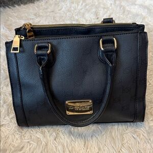 Bebe Black Handle Purse with Gold Accents
